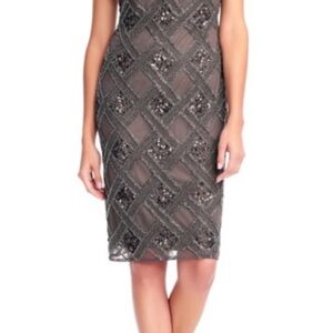 Adrianna Papell Brown Beaded Maxi Dress